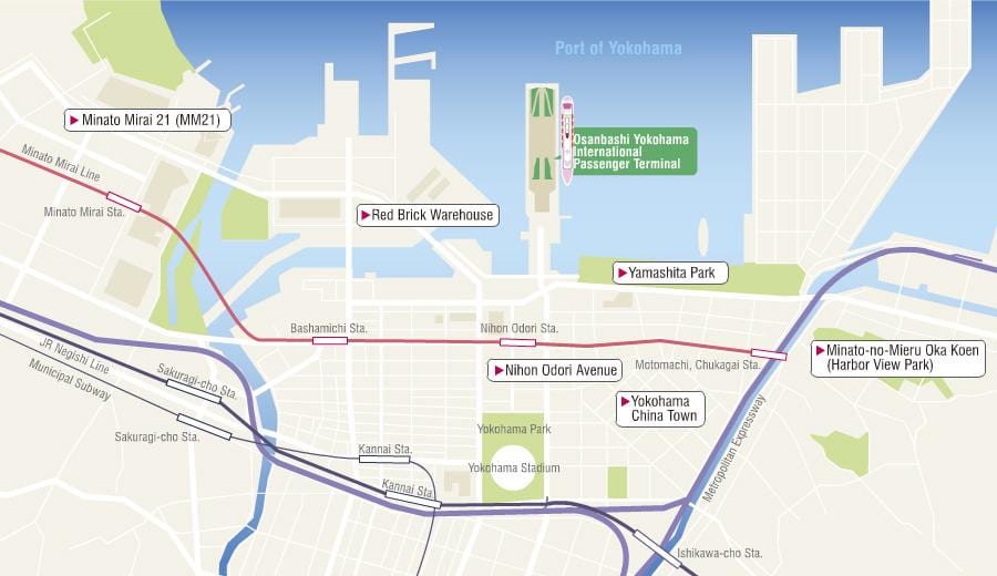 Karte Yokohama kruīza termināls 