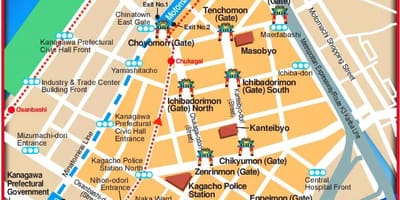 Karte Yokohama ķīniešu kvartāls